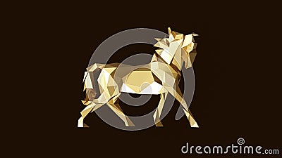 Gold Polygon Horse Cartoon Illustration