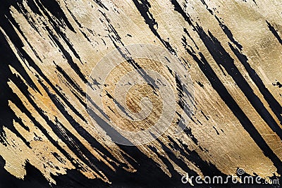 Gold potal background or texture. Abstract shining brush strokes on black Stock Photo