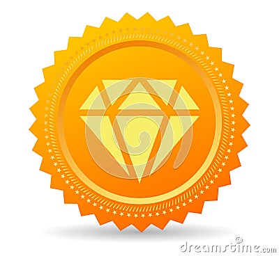 Gold premium icon with diamond, vector emblem Vector Illustration