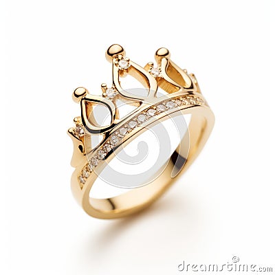 Gold Princess Crown Ring - High-key Lighting, Fairy Tale Inspired Stock Photo