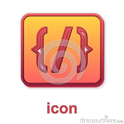 Gold Programming language syntax icon isolated on white background. Syntax programming file system. Vector Vector Illustration