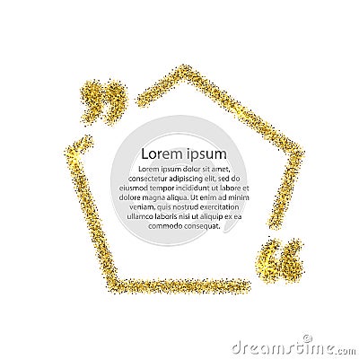 Gold quotation mark speech bubble. Vector Illustration