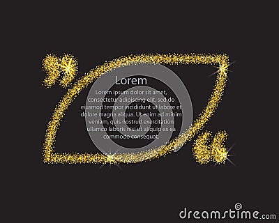 Gold quotation mark speech bubble. Vector Illustration