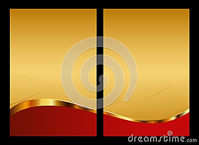 Gold and red abstract background, front and back Vector Illustration