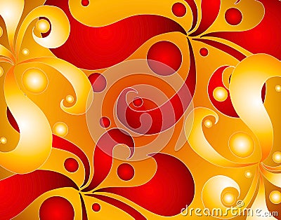 Gold Red Swirls Background Stock Photo