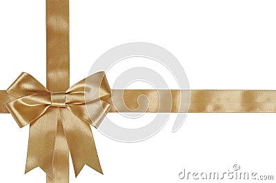 Gold ribbon with bow Stock Photo