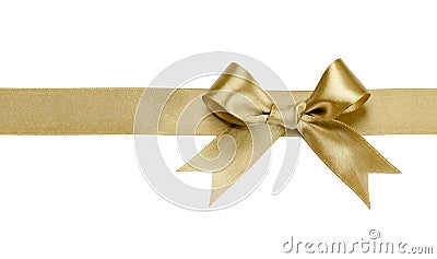 Gold ribbon with bow isolated Stock Photo