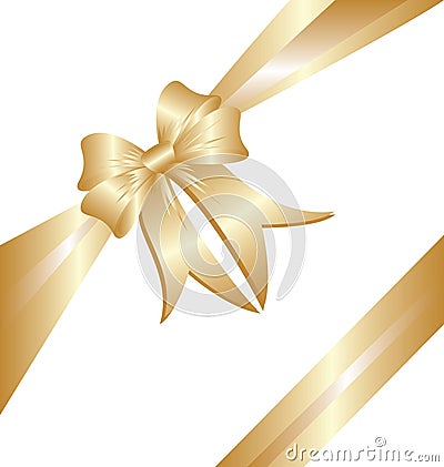 Gold ribbon Christmas gift vector eps 10 Vector Illustration