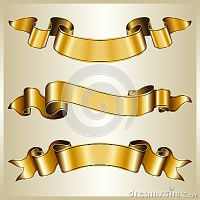 Gold ribbon collection Vector Illustration