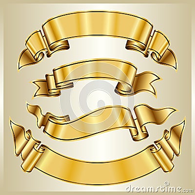 Gold ribbon collection Vector Illustration