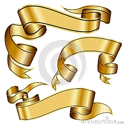 Gold ribbon collection Vector Illustration