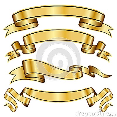 Gold ribbon collection Vector Illustration