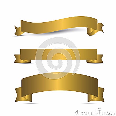 Gold ribbon collection Vector Illustration