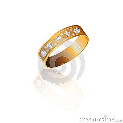 Gold ring with diamonds with diamonds vector Vector Illustration