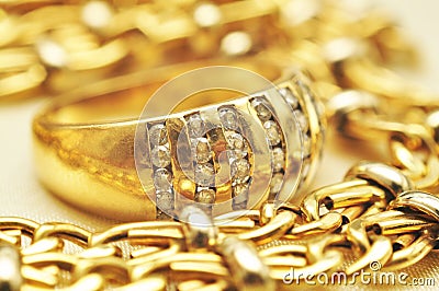 Gold ring macro Stock Photo