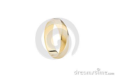 Gold ring with matte and gloss surface isolated on white Stock Photo