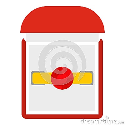 Gold ring with ruby in a red velvet box icon Vector Illustration