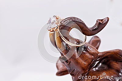 The gold ring on the statue of an elephant Stock Photo