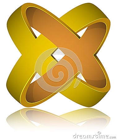 Gold Rings Impossible Figure Icon Sign. Vector Illustration