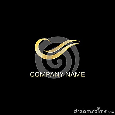 Gold river abstract curve logo Vector Illustration