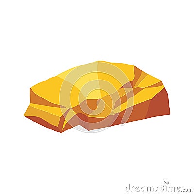 Gold rock boulder. Natural shape golden stone. vector illustration Vector Illustration