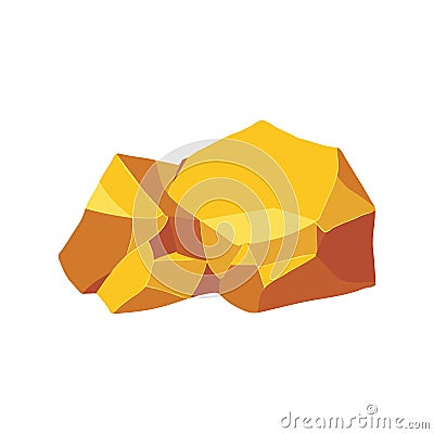 Gold rock boulder. Natural shape golden stone. vector illustration Vector Illustration