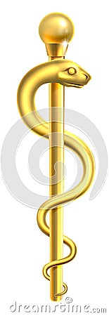 Gold Rod of Asclepius Vector Illustration