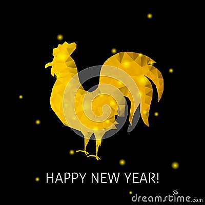 Gold Rooster Happy New Year Vector Illustration