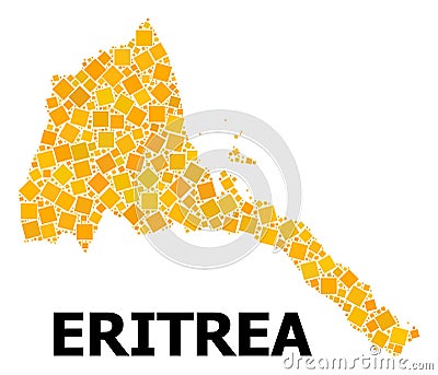 Gold Rotated Square Pattern Map of Eritrea Cartoon Illustration