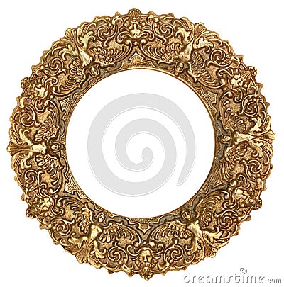 Gold Round Picture Frame Stock Photo