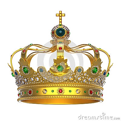 Gold Royal Crown with Jewels Stock Photo