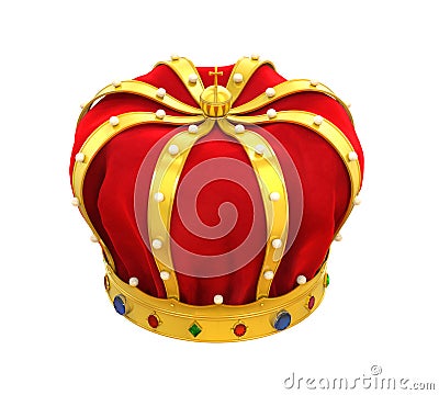 Gold Royal Crown with Jewels Stock Photo