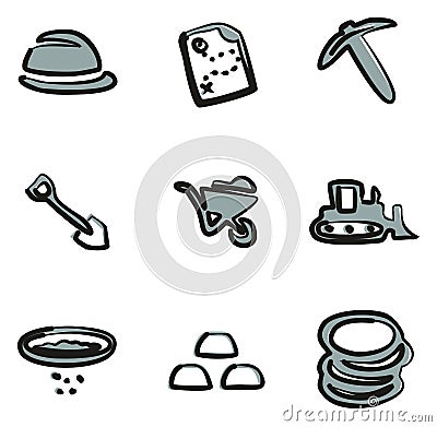 Gold Rush Icons Freehand 2 Color Vector Illustration