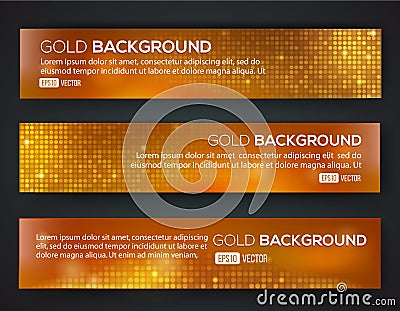 Gold sale banner set Vector Illustration