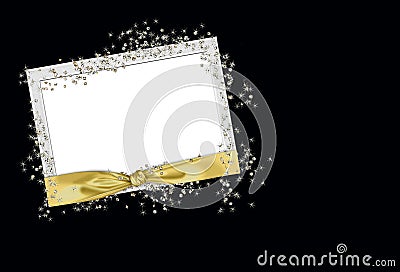Gold satin ribbon on frame Stock Photo