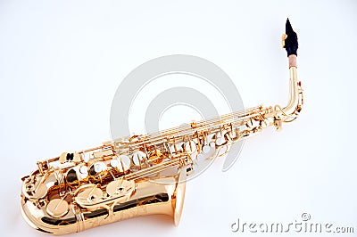 Gold Saxophone Isolated on White Stock Photo