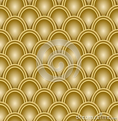 Gold scale pattern embossed, seamless luxury background, op-art with 3d illusion Vector Illustration