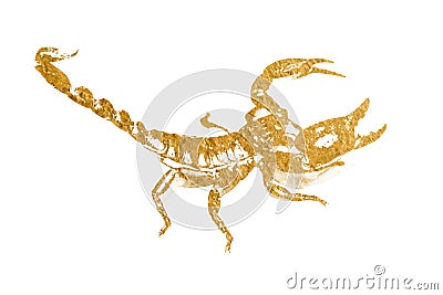 Abstract gold stroke with paint brush on white background Stock Photo