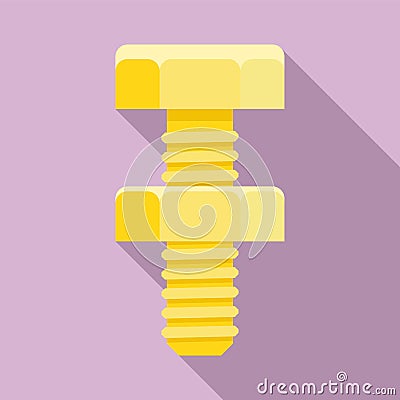 Gold screw bolt icon, flat style Vector Illustration