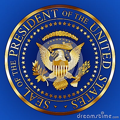 GOLD SEAL OF THE United States PRESIDENT, graphic elaboration Stock Photo
