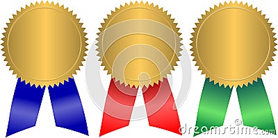 Gold Seals with Ribbons/eps Vector Illustration