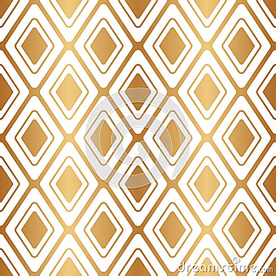 Gold seamless pattern. Abstract geometric background. Repeated golden texture. Repeating elegant squares design for tiles, covers, Vector Illustration