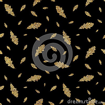 Gold seamless pattern autumn leaves oak Vector Illustration