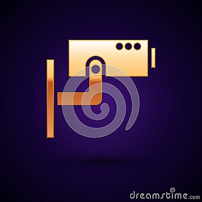 Gold Security camera icon isolated on black background. Vector Illustration Vector Illustration