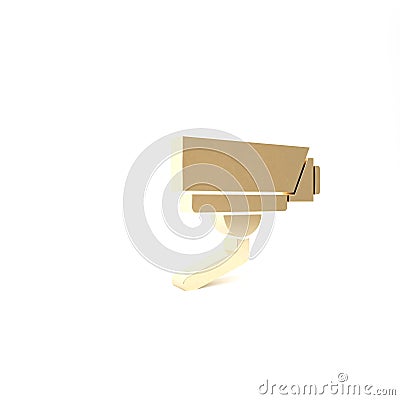 Gold Security camera icon isolated on white background. 3d illustration 3D render Cartoon Illustration