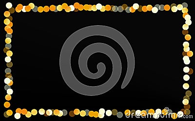 Gold Sequin Effect Black Background. Bright Polka Vector Illustration