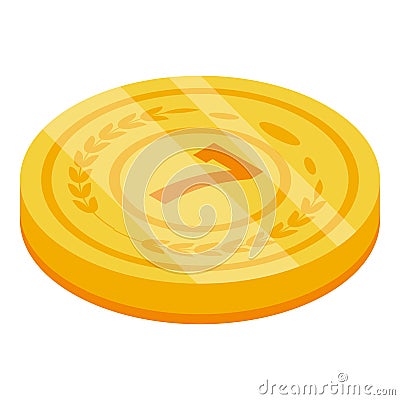 Gold seven coin icon, isometric style Vector Illustration