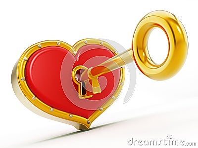 Gold shape opening red heart Stock Photo