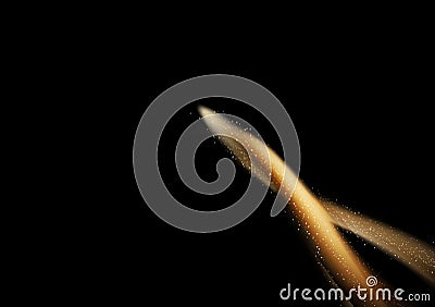 Gold shimmering waves with light motion effect abstract background, stars dust trail scatter, fire magic smooth lines sparkles Vector Illustration