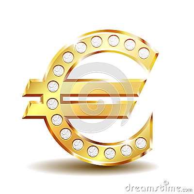 Gold sign euro currency. Vector illustration isolated on white Vector Illustration